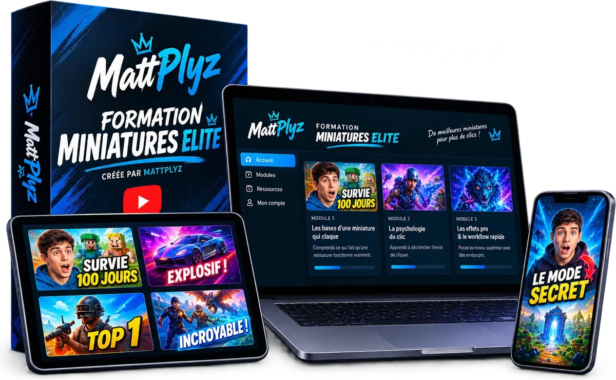 La formation Miniatures MattPlyz : coffret, espace membre sur ordinateur, tablette et téléphone